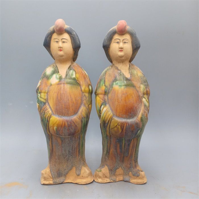 Vintage Collectible Pottery - Alte Sammlung Tang Sancai bemalte weibliche