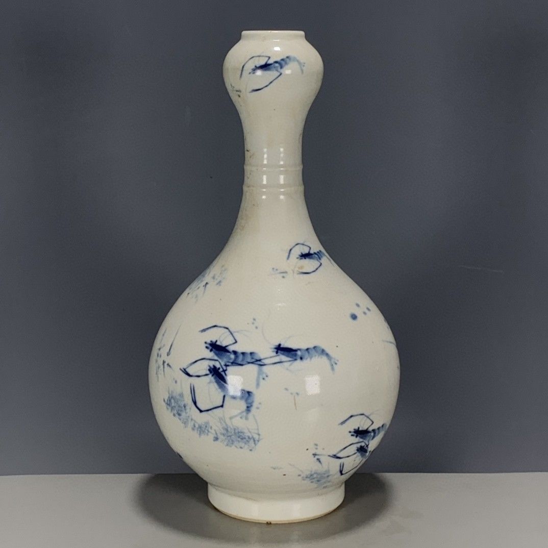 Vintage Collectible Pottery - Hongxian Reign Style Unterglasur Blau-Weiße Knoblauchkopf-Vase