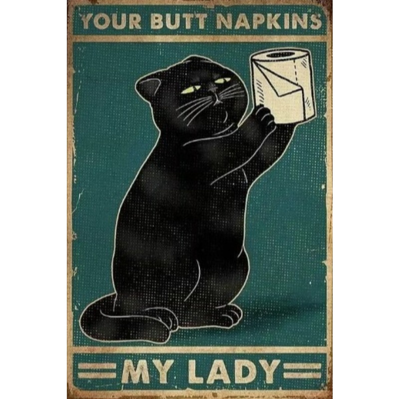 Vintage Collectible Signs - Schwarz Lustige Katze Metall Zeichen Vintage